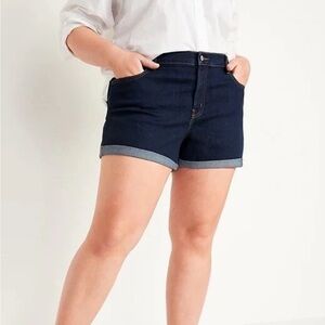 OLD NAVY Plus Shorts Denim Jean Mid-Rise Dark Wash Size 26 NEW